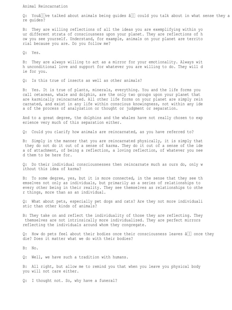 Animal Reincarnation PDF Reincarnation Consciousness