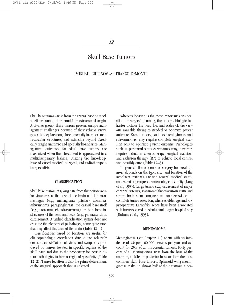 Skull Base Tumors: Classification & Management | PDF | Radiation ...