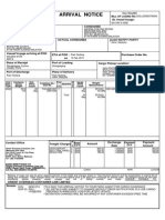 Arrival Notice: Bill of Lading No. BL Vessel/Voyage