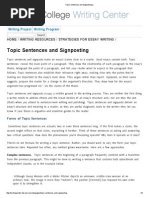 Topic Sentences and Signposting