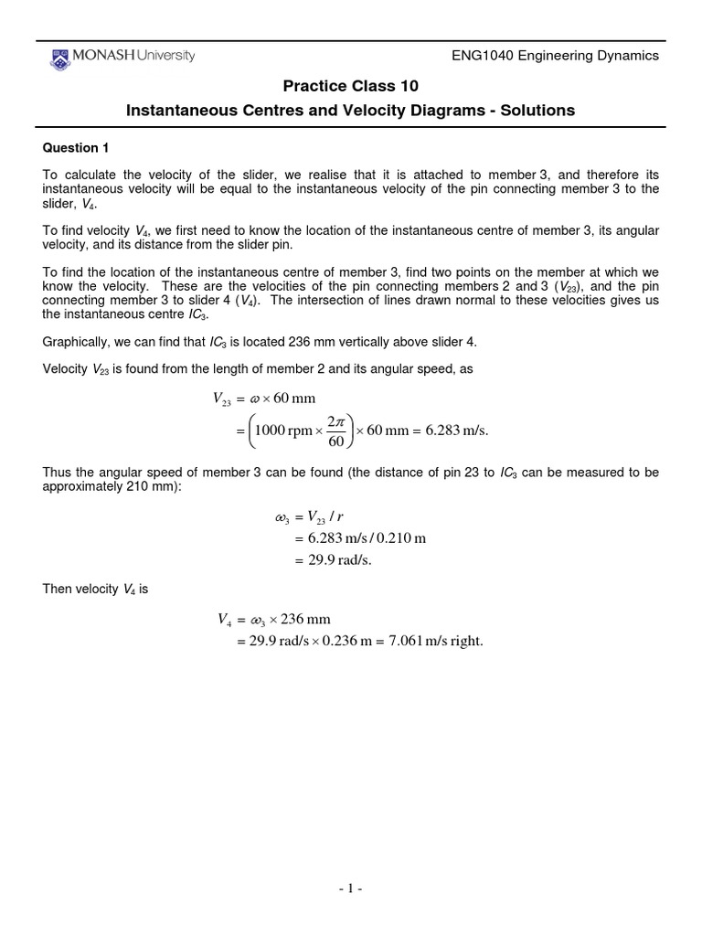 Engineering Dynamics Velocity Solutions | PDF | Speed | Trigonometric ...