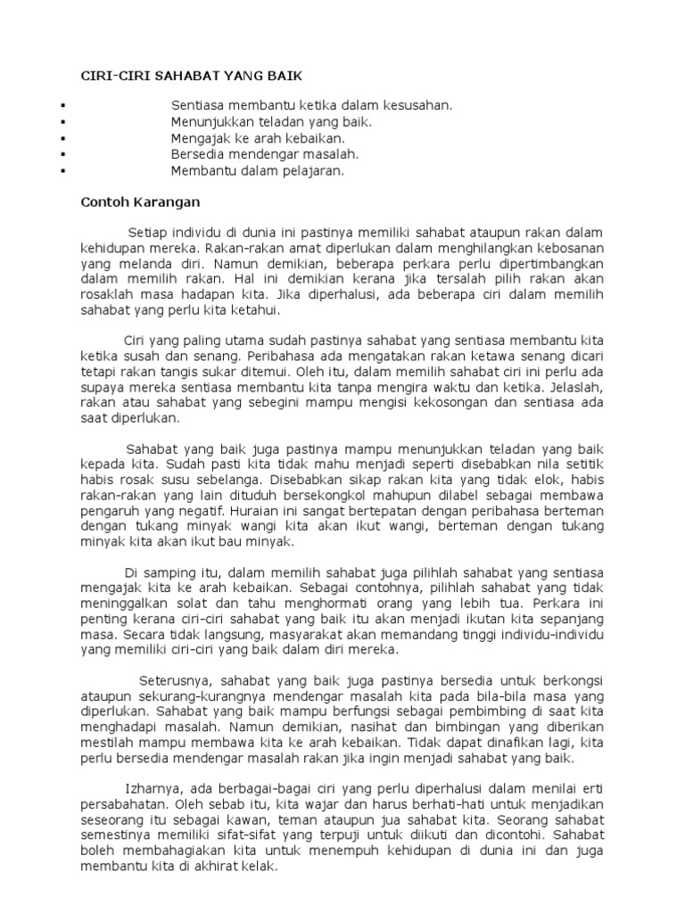 Ciri Ciri Sahabat Yang Baik