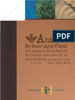 Análisis de Suelo-Agua-Planta y Su Aplicación en La Nutrición de Cultivos Horticolas en La Zona Peninsular