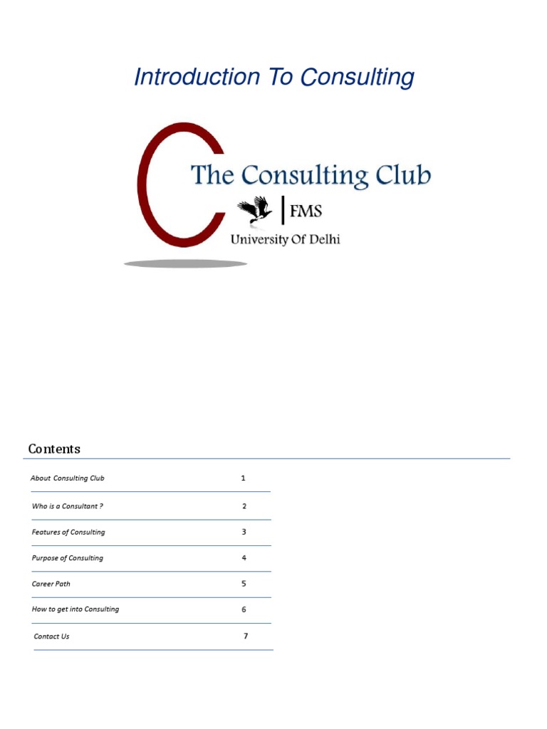 Introduction to Consulting at FMS Delhi | PDF | Consultant | Strategic ...