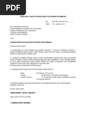 Contoh Surat Letterhead Pusat Koko Upm