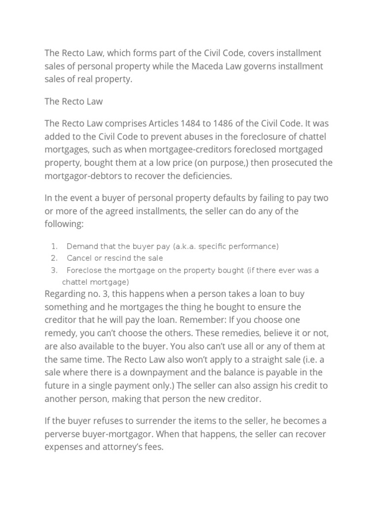 The Recto Law PDF Foreclosure Mortgage Loan