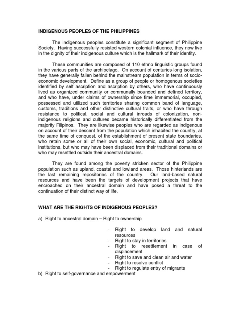 Rights and Culture of Indigenous Peoples | PDF | Ownership | Indigenous ...