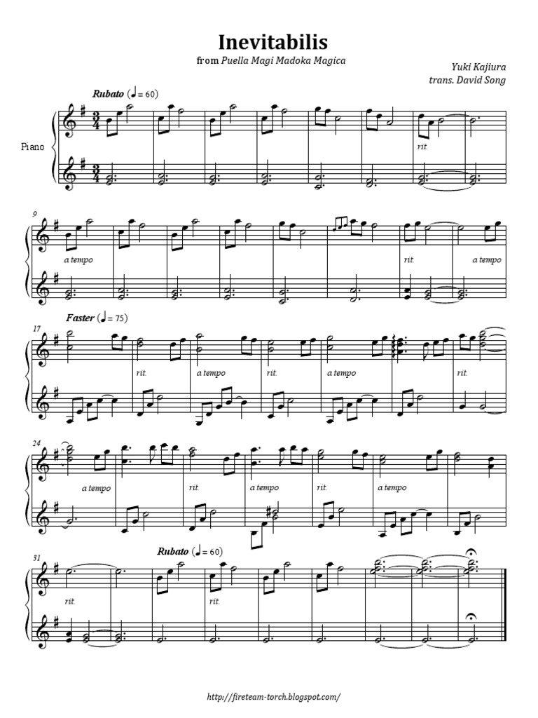 Inevitabilis Sheet Music Divertissement General