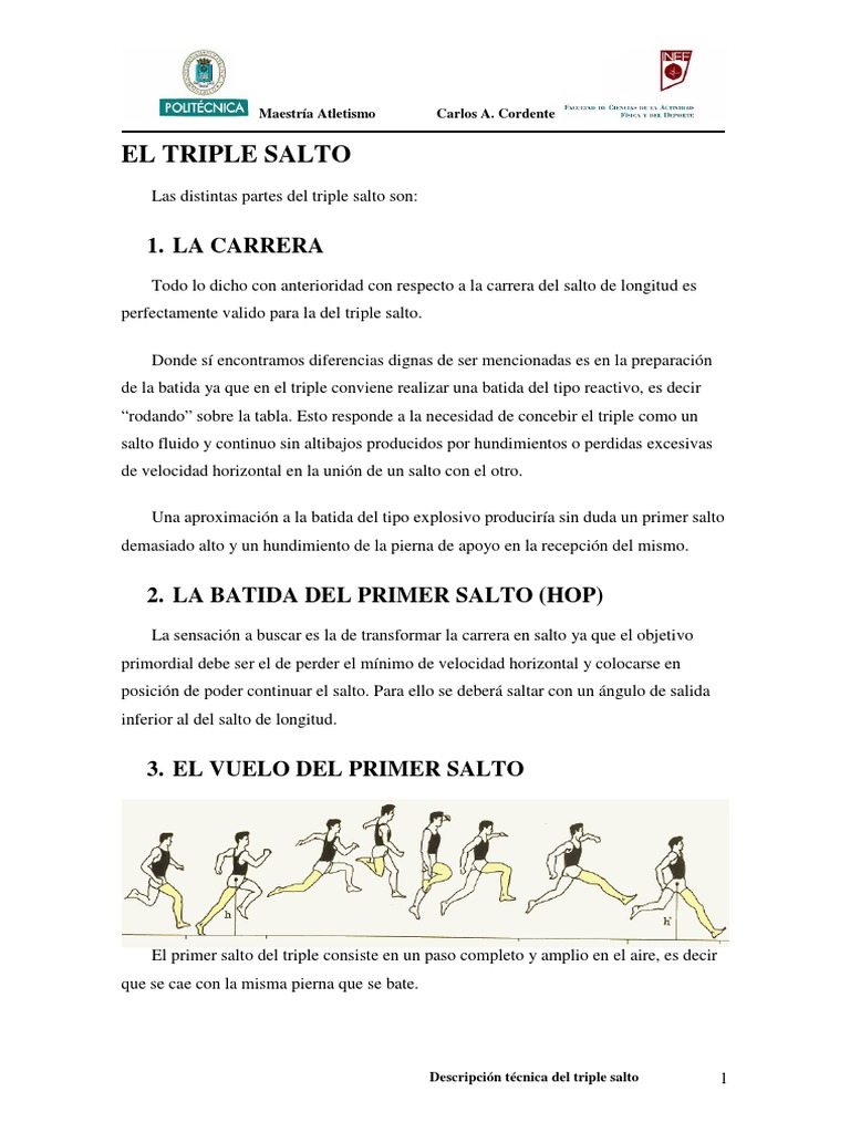 Técnicas del Triple Salto en Atletismo | PDF | Pie | Deportes
