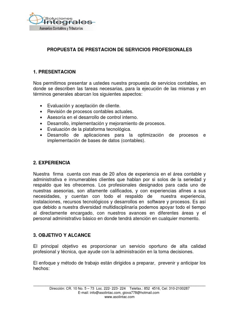 Propuesta Asesoria Contable | PDF | Contabilidad | Toma de decisiones