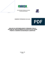 Análise Da Disponibilidade e Demanda para o Sistema de Abastecimento de Água de Salvador Frente A Cenário de Mudanças Climáticas