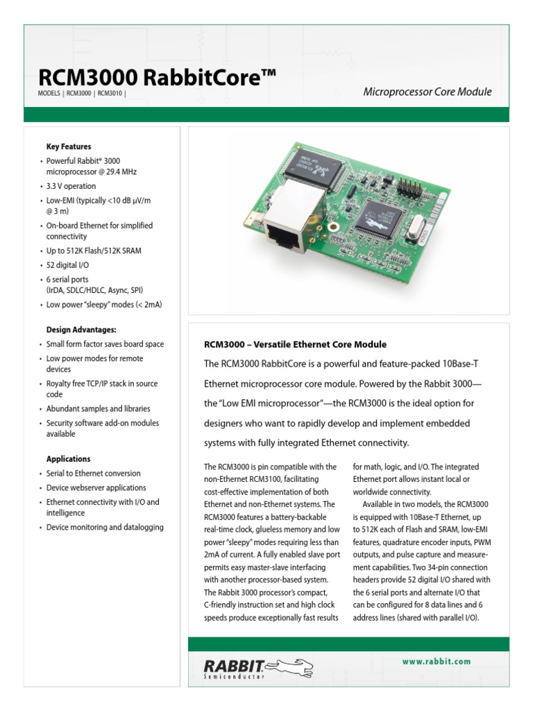 Rabbit 3000 Core Develpment Kit | Input/Output | Embedded System