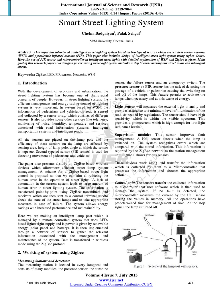 Smart Street Lighting System | PDF | Wireless Sensor Network | Network ...