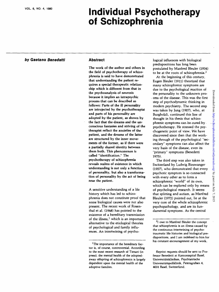 Schizophrenia Therapy Insights | PDF | Psychotherapy | Psychosis
