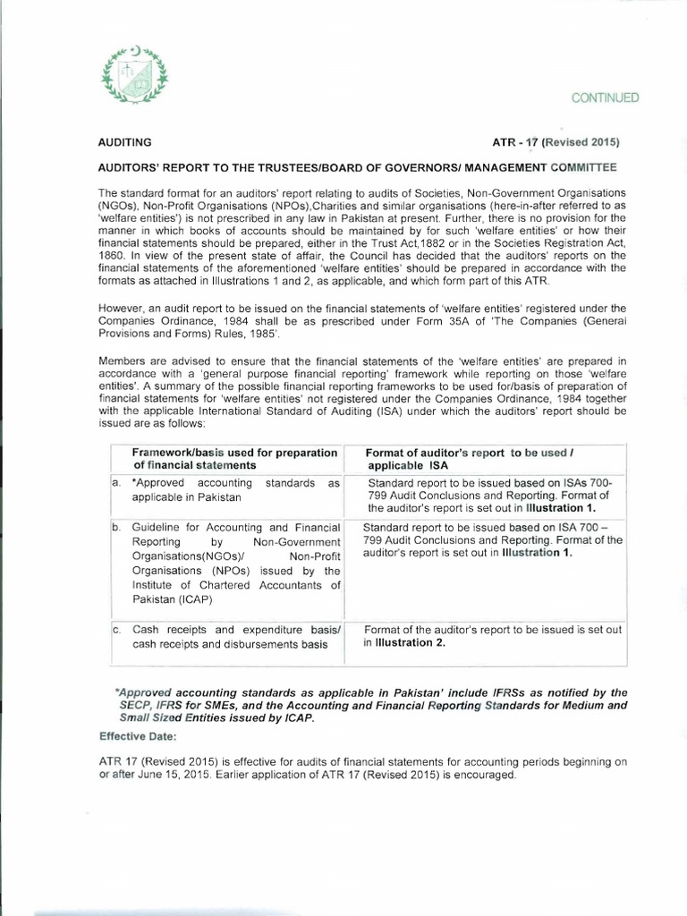 ATR-17 Audit Report Format in Pakistan | PDF | Financial Audit | Audit
