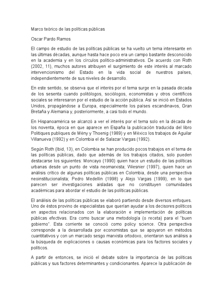 Marco Teórico de Las Políticas Públicas | PDF | Toma de decisiones ...