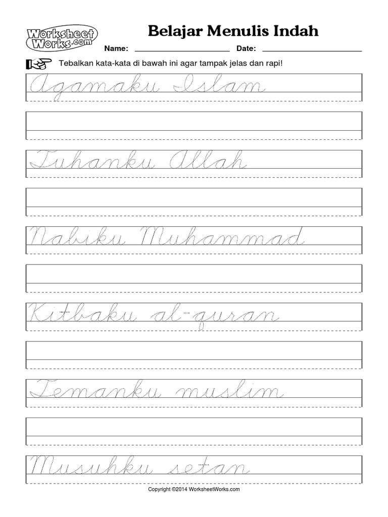 Belajar Menulis Huruf Tegak Bersambung 1