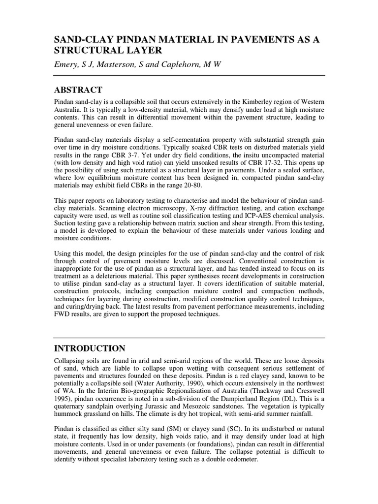 Pindan Sand-Clay in Pavement Structures | PDF | Soil | Road Surface