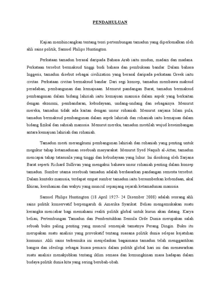 Teori Pertembungan Tamadun Samuel Huntington Pdf