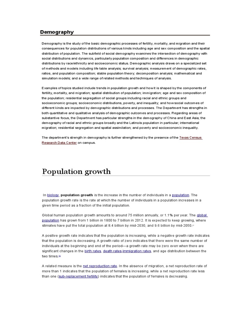 Demography and Population Growth | PDF | Demography | Population Growth