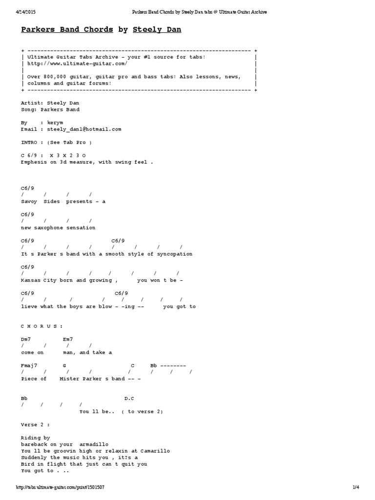 Parkers Band - Steely Dan (Chords) | PDF | Musical Forms | Popular Music