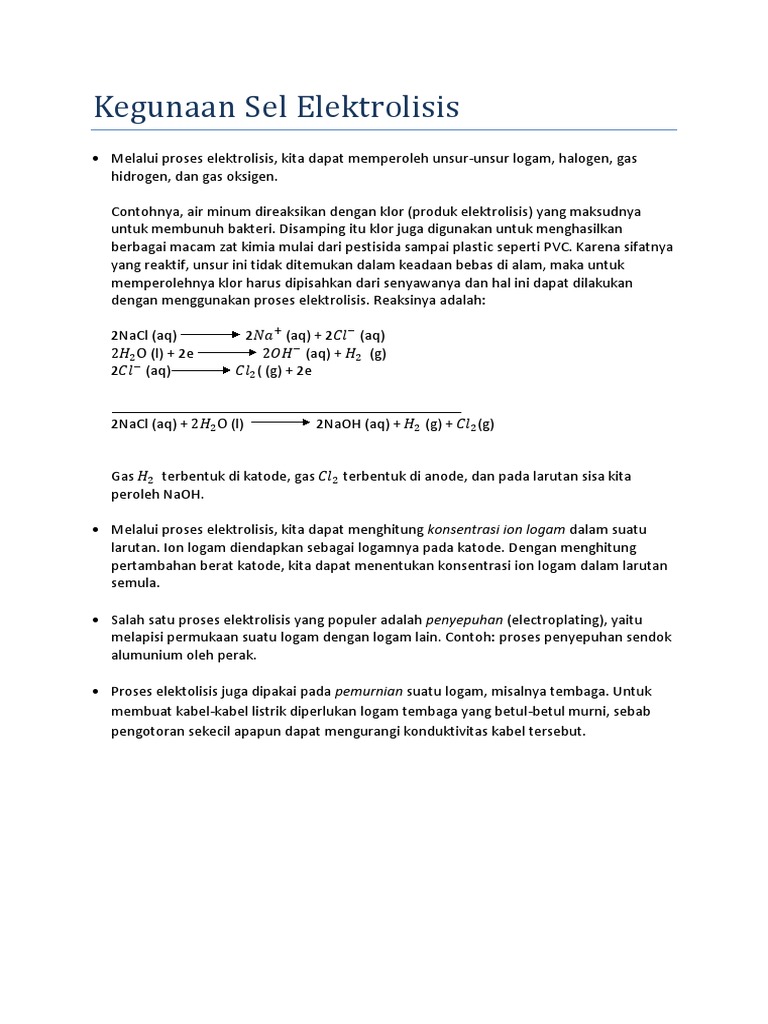 Kegunaan Sel Elektrolisis