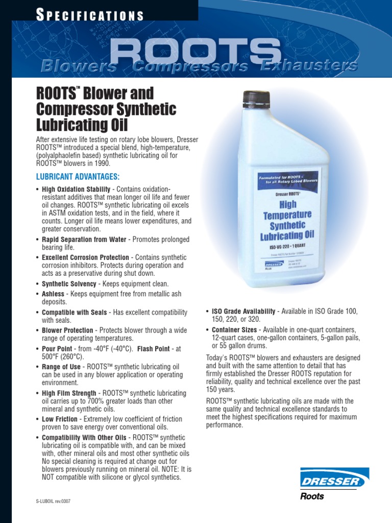 Roots Blower Oil Lubricant Motor Oil