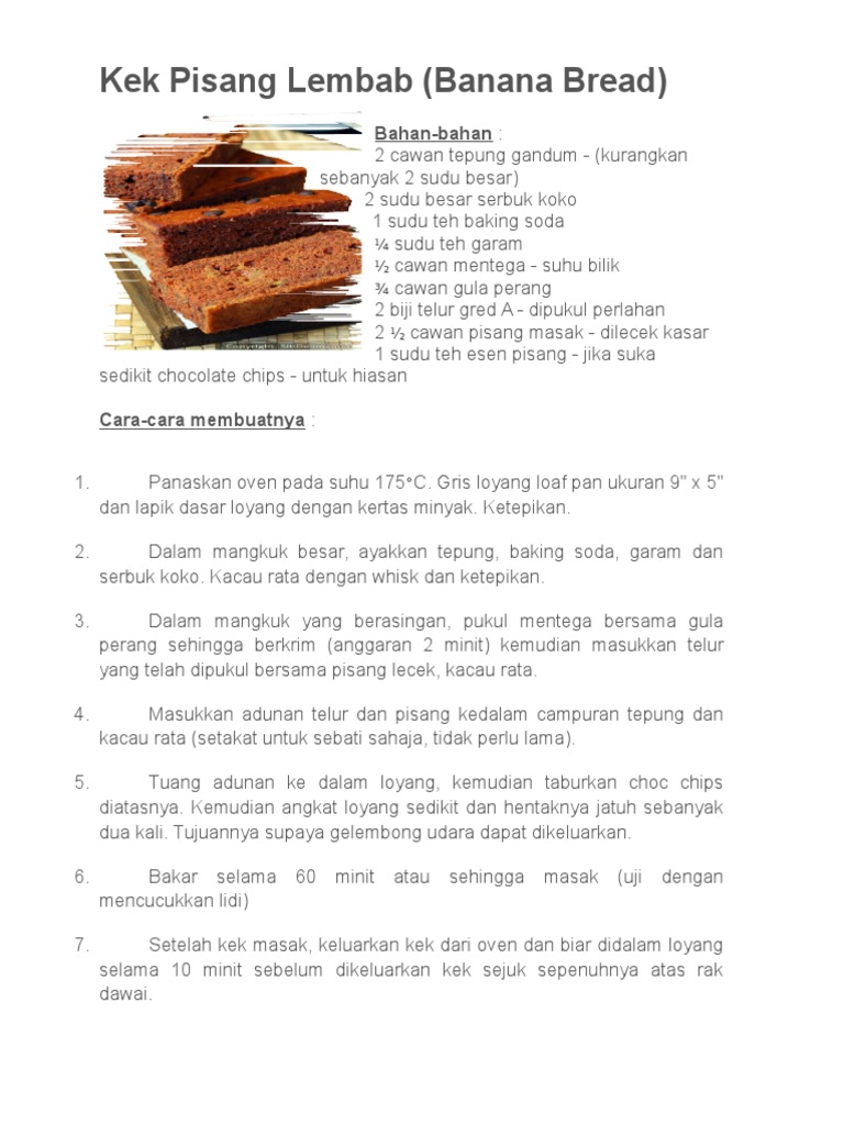 Kek Pisang Lembab Pdf