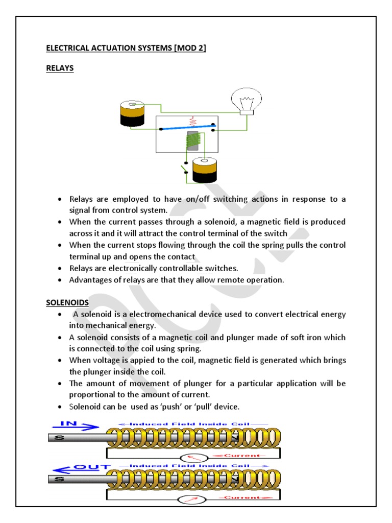 Electrical Actuation System PDF Electric Motor Relay