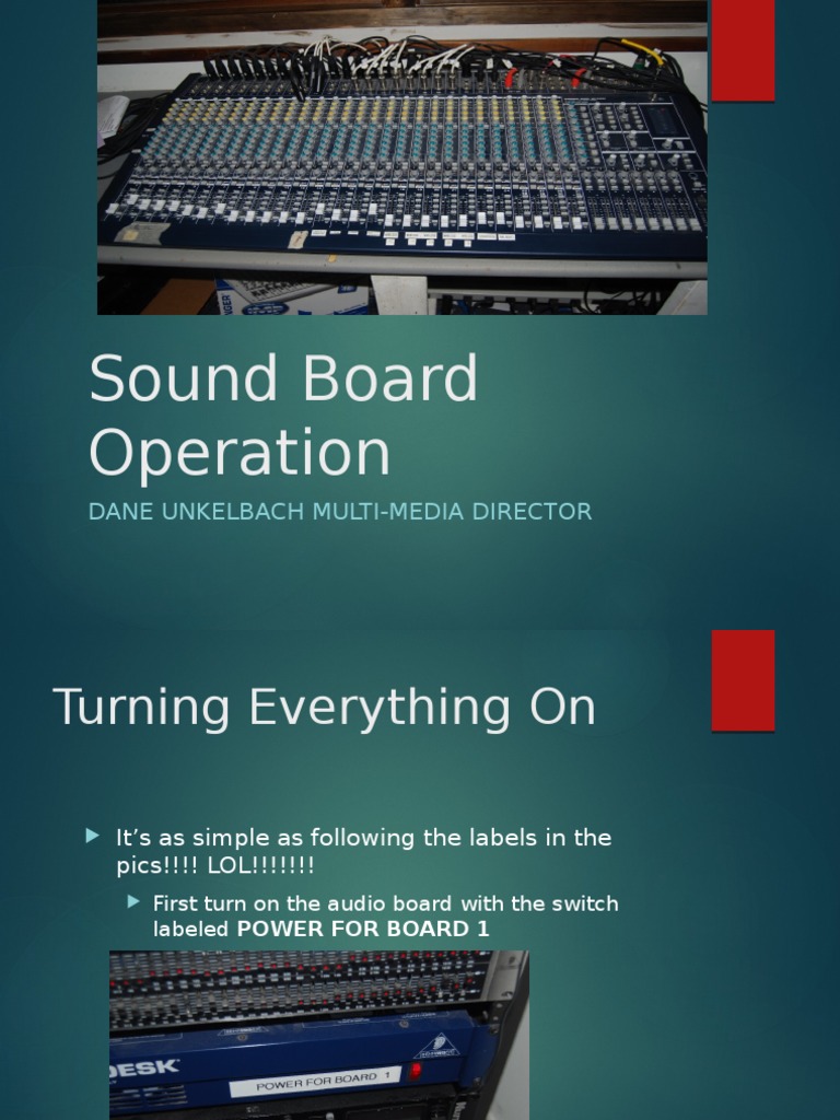 Sound Board Operation: Dane Unkelbach Multi-Media Director | PDF