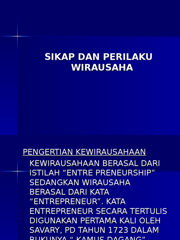 Kewirausahaan Sikap Dan Perilaku Wirausaha