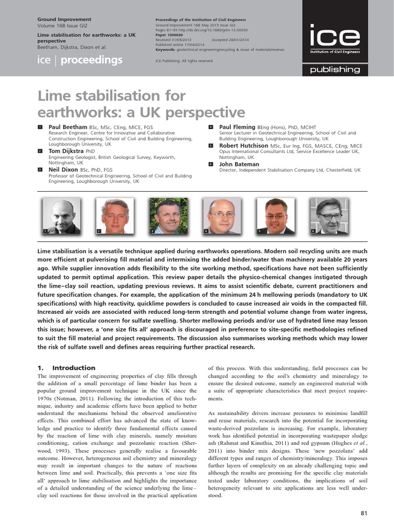 Lime Stabilisation For Earthworks - UK Perspective | PDF | Porosity | Soil