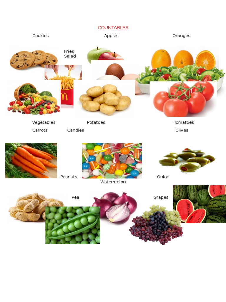 Countable and Uncountable Foods List | PDF | Cooking, Food & Wine