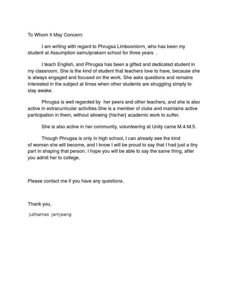 Reference Letter | PDF