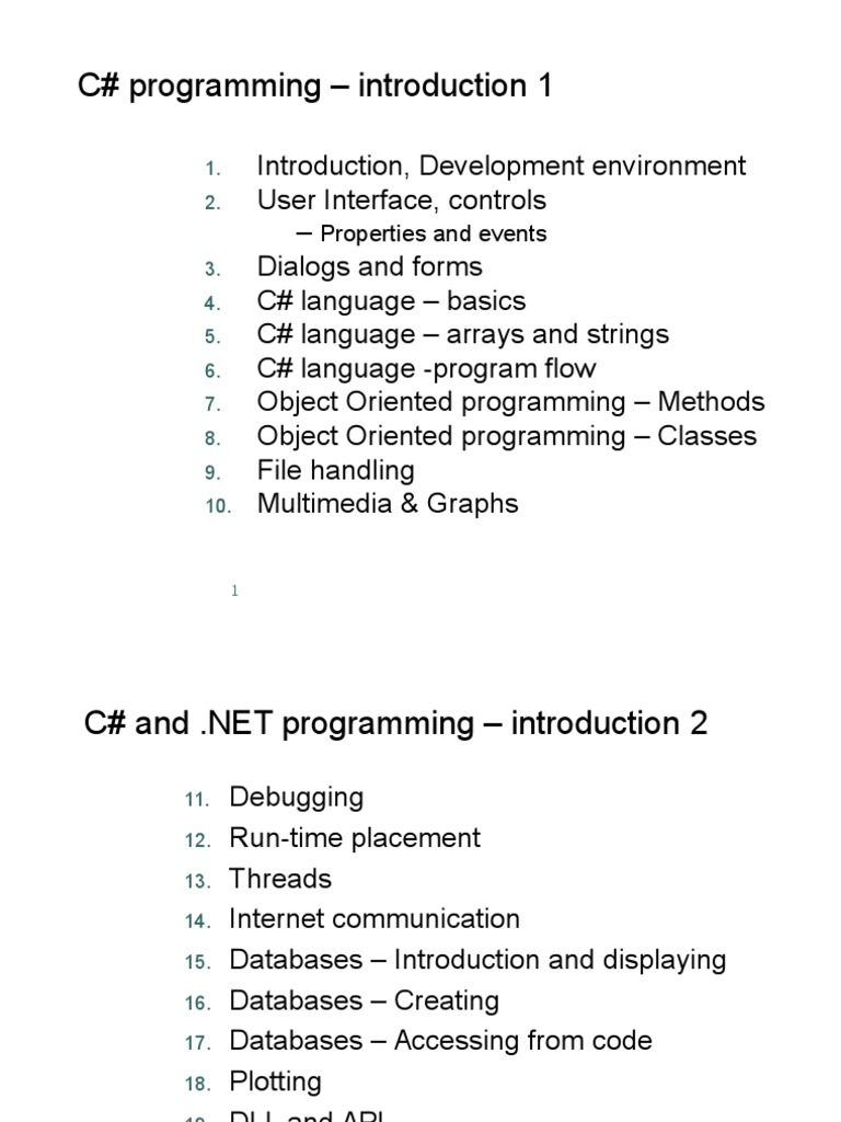 An Introduction to C# Programming: Covering Fundamental Concepts ...