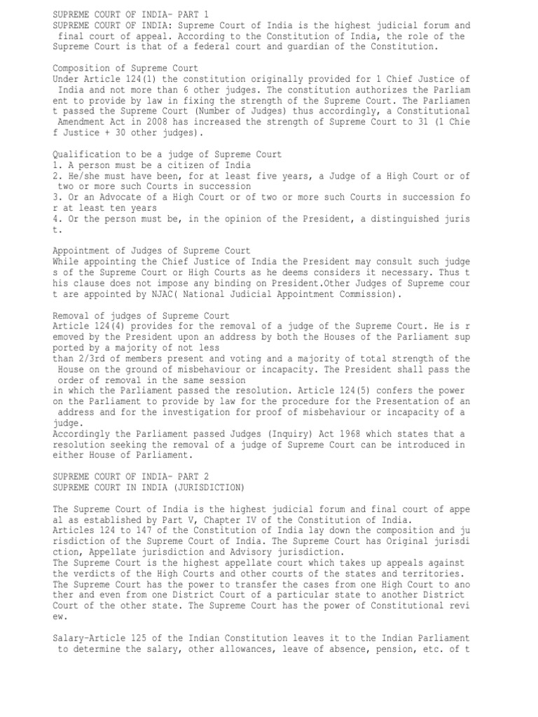 Overview of India's Supreme Court Structure | PDF | Supreme Courts ...