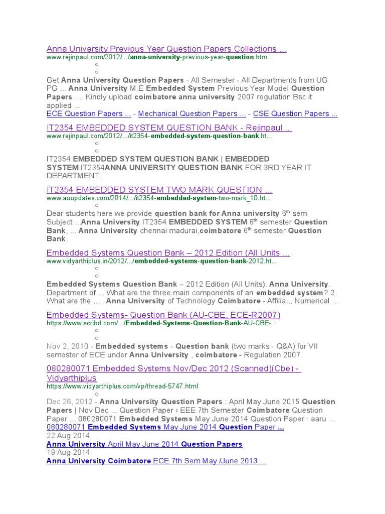 Anna University Previous Year Question Papers Collections | PDF ...