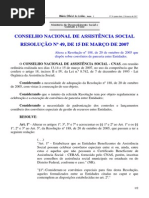Resolucao CNAS No 49- De 15 de Marco de 2007