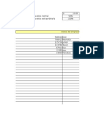 Planilla de Excel para El Calculo de Horas Extras Modelo Simple