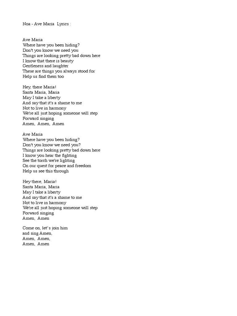 Ave Maria Noa Lyrics