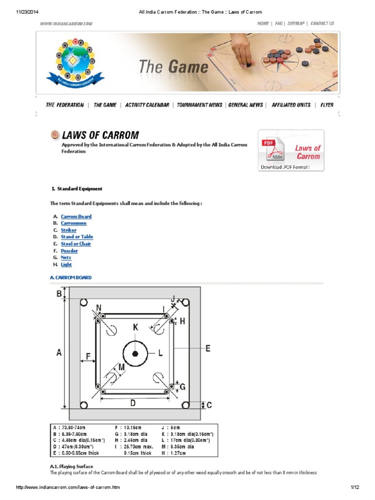 All India Carrom Federation __ the Game __ Laws of Carrom Referee Chair