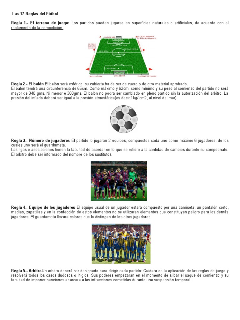 las 17 Reglas Del Futbol