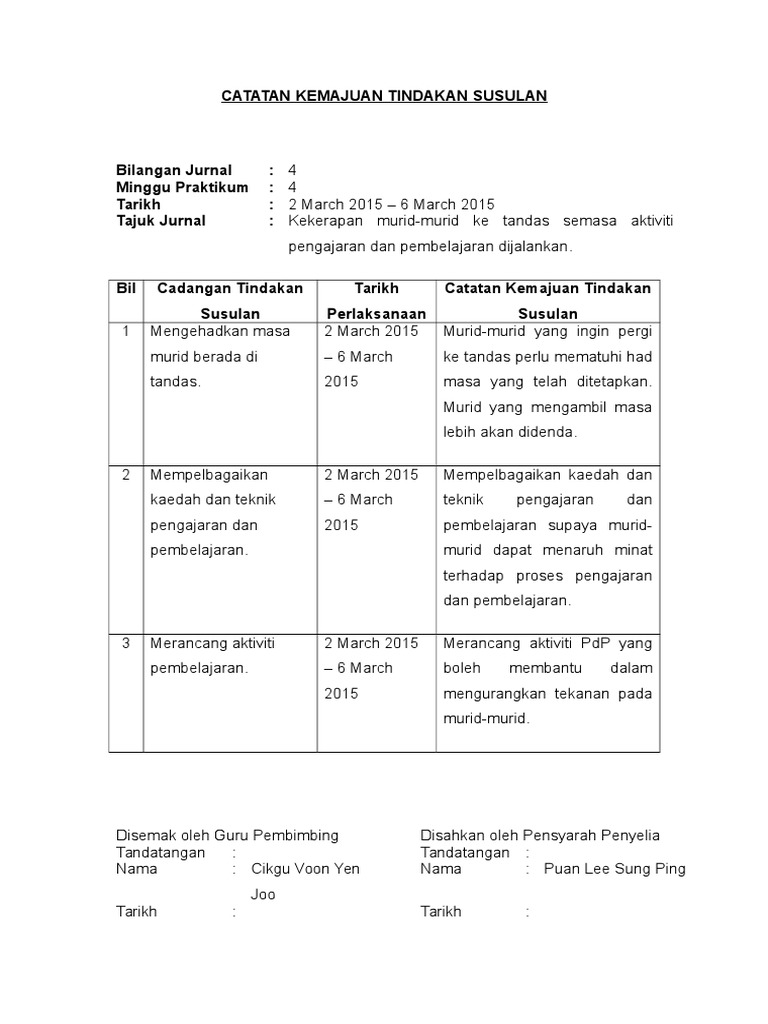 3 Catatan Kemajuan Tindakan Susulan Pdf