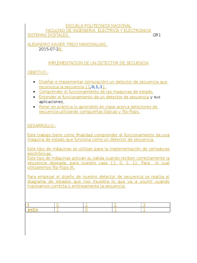 Detector de Secuencia PDF Ingeniería Informática Ingeniería