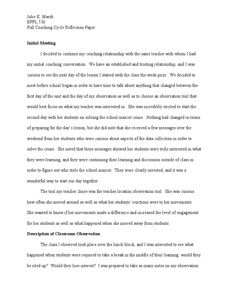 Coaching exercise reflection essay picture