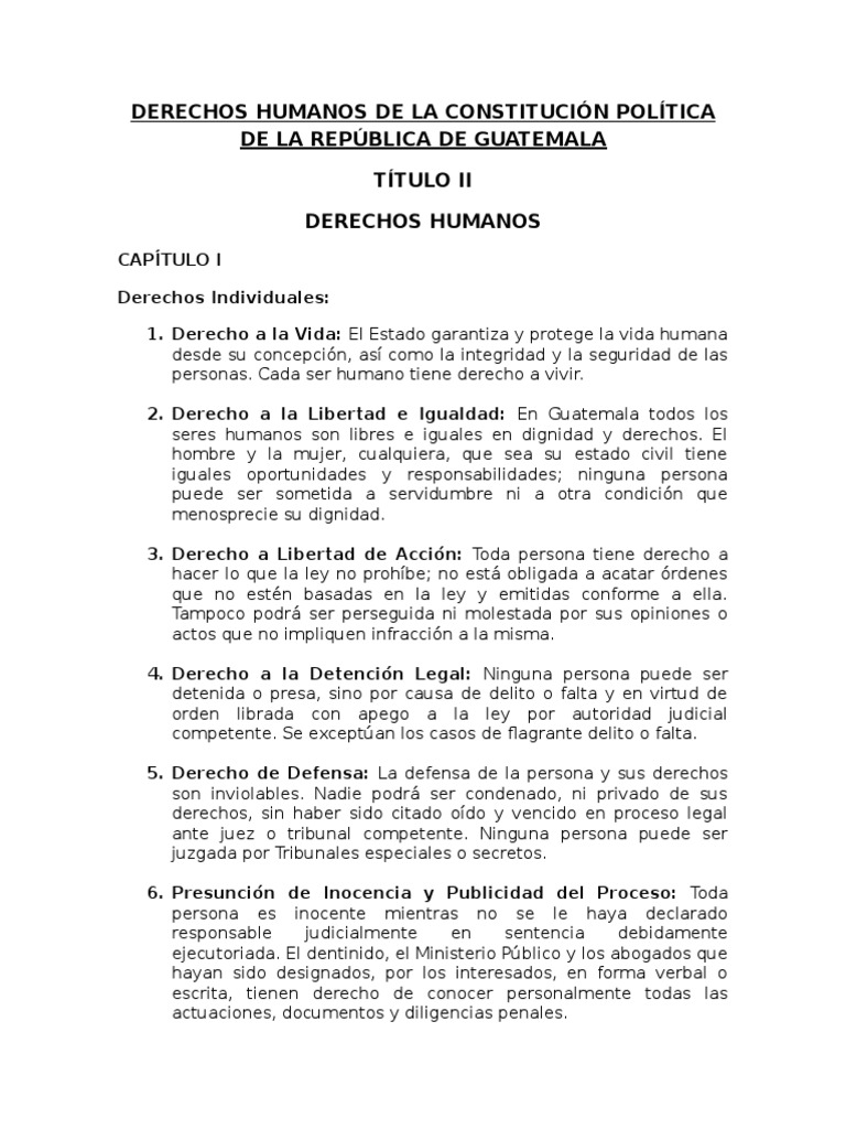 Derechos Humanos en la Constitución de Guatemala | PDF | Derechos ...