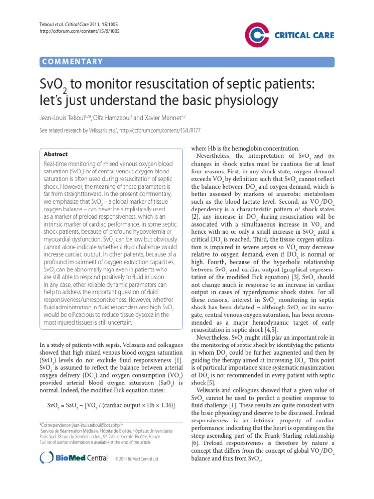 Svo2 And Sepsis – Svo2 Meaning – GIXCMR