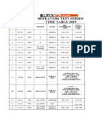 Repeaters Test Series Time Table 2015: SL NO. MED Dayscholars Time