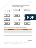 Worksheet 1 Adjectives