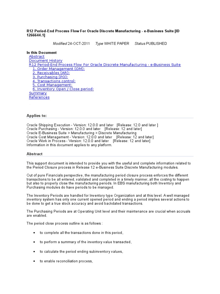 R12 Period Inventory Process - Oracle | PDF | User Interface | Inventory